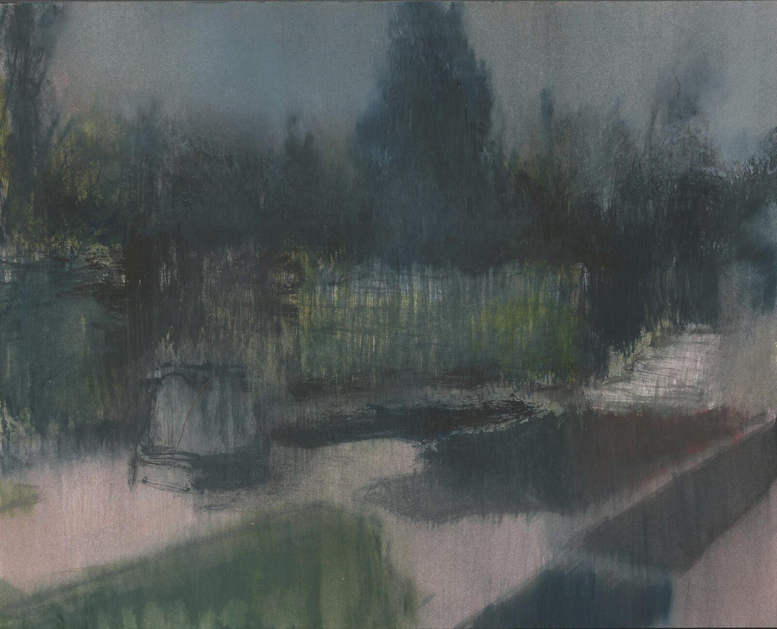 Łukasz Stokłosa, Linderhof, 2020, gwasz na papierze,20x25 cm