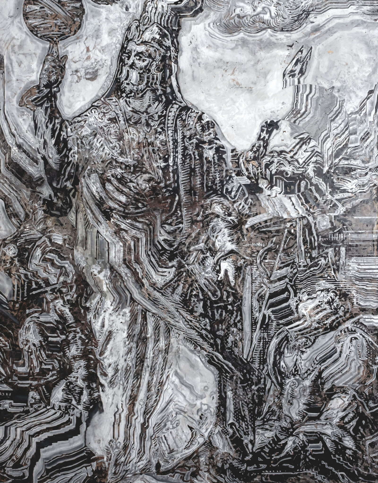 Psychopomp, oil and acrylic on canvas, 250x200cm, 2020